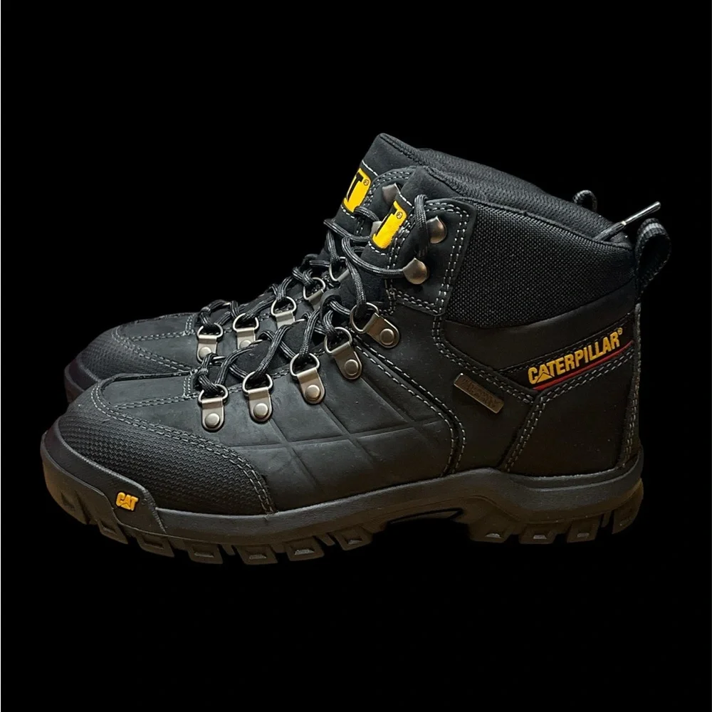 Size 7 - CAT Threshold Men's Waterproof Steel Toe Work Boot - Black